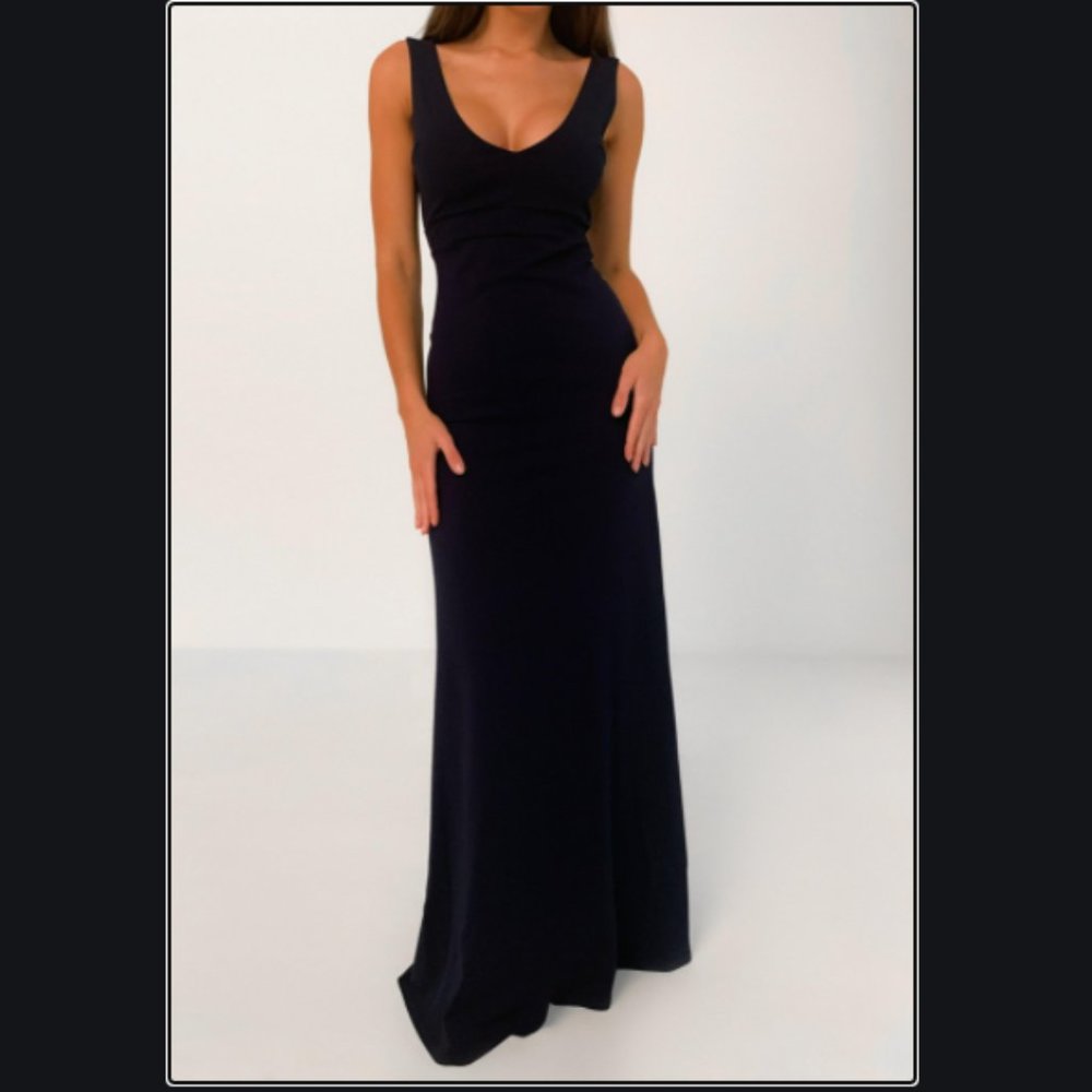 NWT Missguided Navy Scuba Plunge Maxi Dress Sz 4